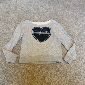 Justice Gray Sweater with Black Heart Design